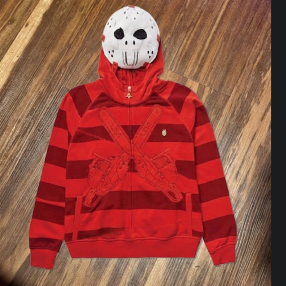 LRG Red and Black Striped Kids Jacket with Mask